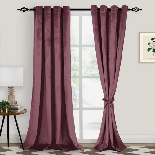 Vista 23 de XWZO Cortinas de terciopelo azul de 63 pulgadas de largo, elegantes cortinas de lujo suaves para sala de estar, aislamiento térmico, oscurecimiento