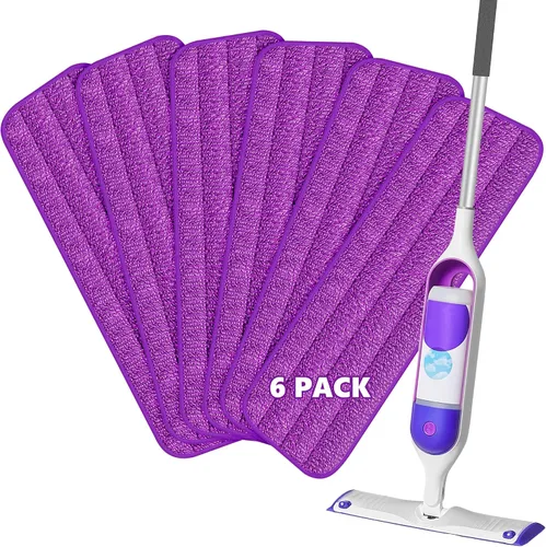 Vista 8 de HOMTOYOU Almohadillas reutilizables para mopa Swiffer PowerMop: 6 repuestos de almohadillas de microfibra para limpieza de suelos multisuperficie