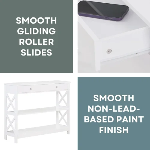Vista 8 de Convenience Concepts - Mesa auxiliar con 1 cajón, color blanco, colección Oxford
