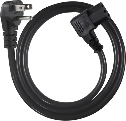 Vista 14 de Cable de alimentación de computadora de 90 grados en ángulo recto – Enchufe plano de 1 pie NEMA 5-15 enchufe a cable de alimentación IEC C13, cable