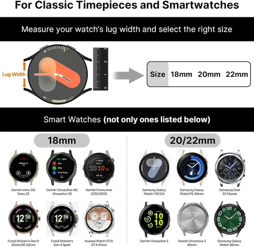 Vista 23 de Fullmosa Correa de reloj de liberación rápida de 0.866 in, 0.787 in y 0.709 in, bandas de cuero bruñido para Samsung Galaxy Watch/Garmin Watch