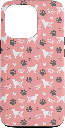 Vista 10 de Golden Retriever - Carcasa para iPhone 17, diseño de mamá y perro, diseño floral, color rosa