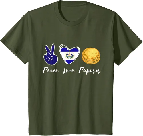 Vista 15 de Pupusas Lover Love Peace El Salvadaor Camiseta Comida Salvadoreña
