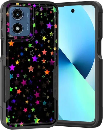 Vista 232 de para Moto G Play 4G 2024, funda de dos capas híbrida resistente y a prueba de golpes, PC duro + silicona suave protectora para Motorola Moto G Play