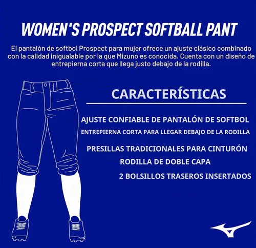 Vista 7 de Mizuno Pantalón de softbol Prospect para mujer Negro