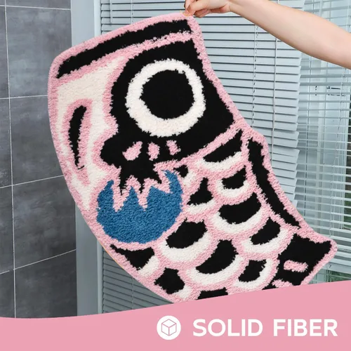 Vista 4 de Bonita alfombra de baño con diseño de pez, suave, antideslizante, estilo japonés, con bandera de Koi, alfombra para ducha, tapete