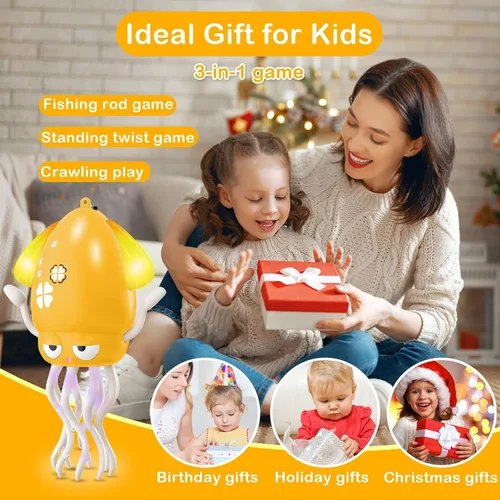 Vista 7 de Plnmlls Juguete de pulpo bailarín, juguetes para el tiempo boca abajo, con música y luz LED, batería recargable integrada y volumen que se pueden