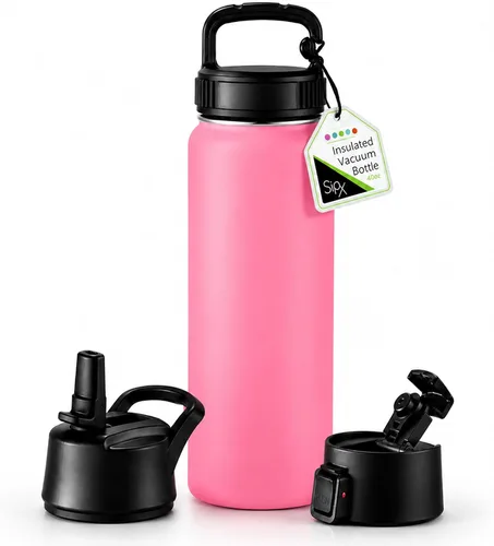 Vista 8 de SIPX™ Botella de Agua Aislada de 18 oz con 3 Tapas – Acero Inoxidable a Prueba de Fugas, Triple Aislamiento – Frío 24 Horas/Caliente 12 Horas – Negro