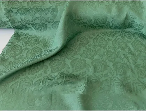Vista 5 de Brocado tela jacquard entretejida Noble seda de morera satén vintage elegante rosa patrón de tela para disfraces Cheongsam Kimono 114X50cm, verde