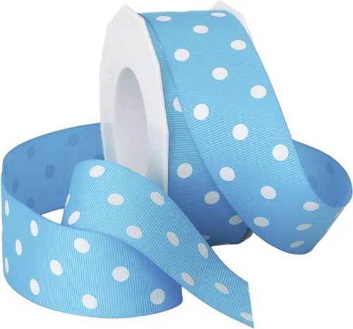 Vista 10 de Morex Ribbon grogrén cinta, 1 1/2" x 20 yardas, Socking Rosa con Blanco puntos (3908.38/20-175)