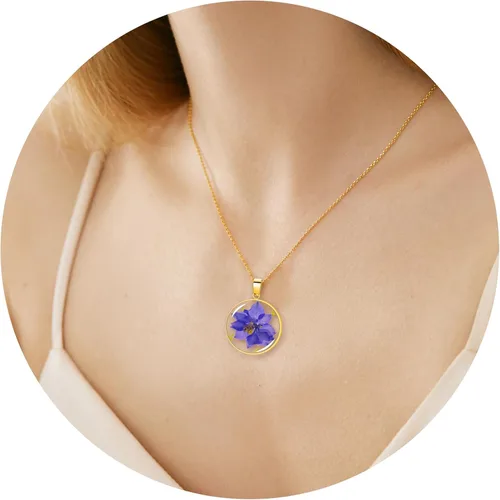 Vista 98 de Pressed Flower Necklace Gift for Women Personalized Handmade Necklaces Birth Flower Necklace