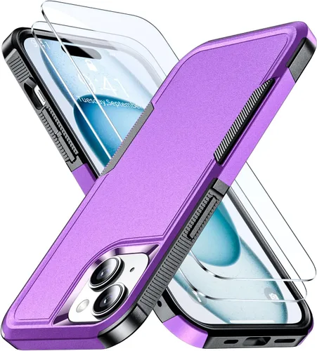Vista 12 de Funda a prueba de golpes para iPhone 15, [Protección contra caídas de grado militar de 15 pies], con 2X [Protector de pantalla de vidrio templado]
