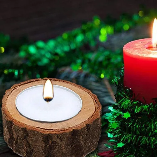Vista 2 de Yikko Portavelas de vela de té, soporte votivo de madera personalizado para centros de mesa de boda, Halloween, fiesta de Navidad, día de San