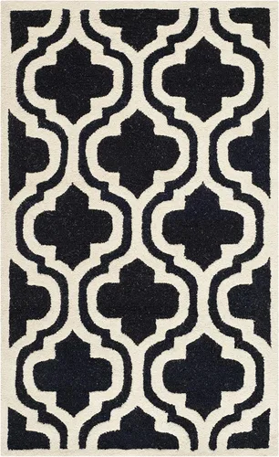 Vista 24 de SAFAVIEH Cambridge Collection CAM132E - Alfombra decorativa de lana marroquí de primera calidad, 2 x 3 pies, color negro y marfil