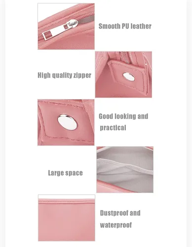 Vista 4 de Bolsa de almacenamiento para secador de pelo, estuche de viaje para secador de pelo, bolsa de transporte de piel sintética, bolsa portátil