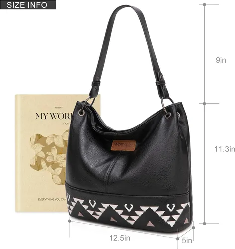 Vista 23 de Wrangler Hobo - Bolsas para mujer de cuero vegano con asa superior, bolsos de hombro y bolsos