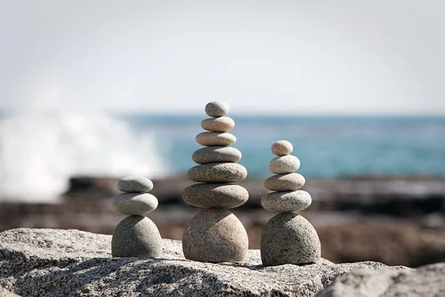 Vista 5 de Juego de 3 piedras naturales para decoración de jardín zen