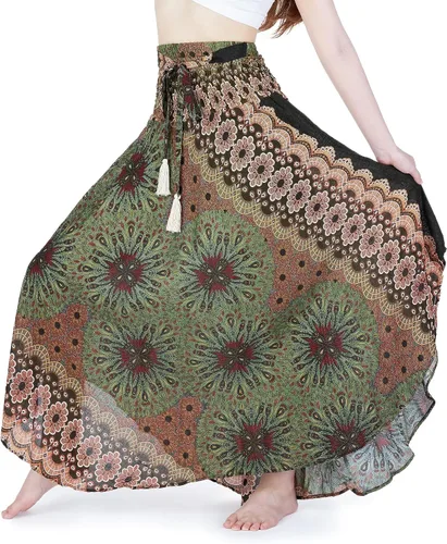 Vista 20 de Lannaclothesdesign - Falda larga para mujer de estilo bohemio, gitano, hippie, ropa de falda boho Rosa doble negra