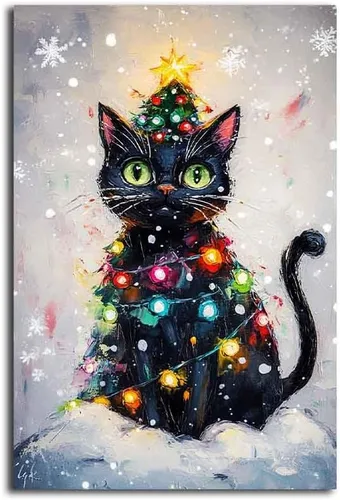 Vista 23 de MNFGMH Arte de pared de muñeco de nieve de Navidad, impresión en lienzo de vacaciones de invierno, imagen pintura de Navidad, regalo festivo