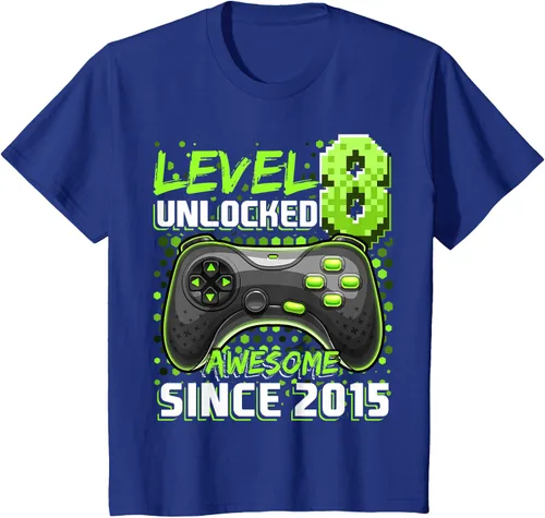 Vista 37 de Level 8 Unlocked Awesome 2015 Video Game 8th Birthday Boy T-Shirt, Negro