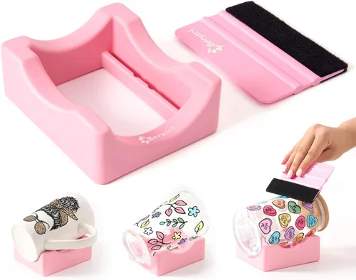 Vista 9 de Cuna de silicona para tazas, cuna para vasos con espátula de fieltro, uso para aplicar calcomanías UV DTF / calcomanías de vinilo para vasos