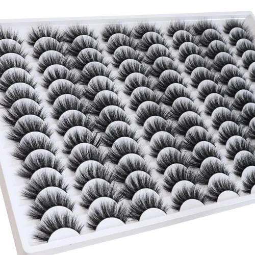 Vista 6 de Azenlo Pestañas postizas 48 pares, pestañas de visón sintético, pestañas tenues de 14mm, pestañas de ojo de gato esponjosas 3D, paquete al por