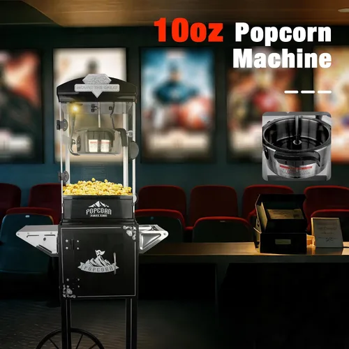 Vista 5 de Ball & Cast Máquina de palomitas de maíz de 10 onzas estilo teatro en carrito con ruedas con 3 cucharas de plástico, máquinas de palomitas de maíz