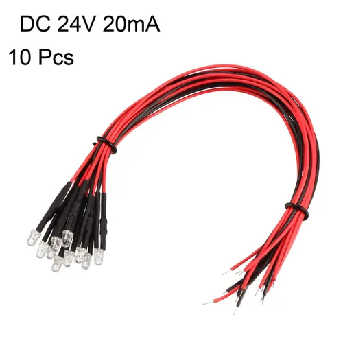 Vista 2 de uxcell 10pcs 0.118 in pre cableado LED, naranja DC24V lente transparente, diodos emisores de luz Light Emitting Diodes