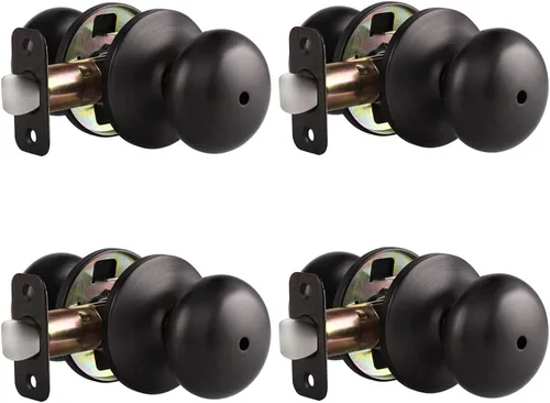 Vista 14 de Probrico Pomos de puerta de privacidad para interiores, color negro mate, 1 paquete de pomos de puerta de baño para cama, función de bloqueo