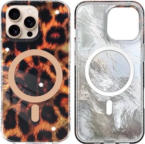 Vista 27 de SAKUULO Funda magnética para iPhone 11 Pro Max [Compatible con MagSafe] Patrón de Estampado de Leopardo Gris Claro Funda de Carga Inalámbrica