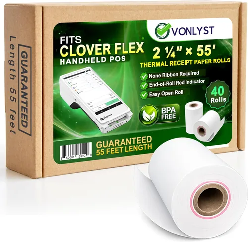Vista 11 de Rollo de papel térmico para papel de recibo Clover Flex 2 1/4 x 55 (10 rollos)