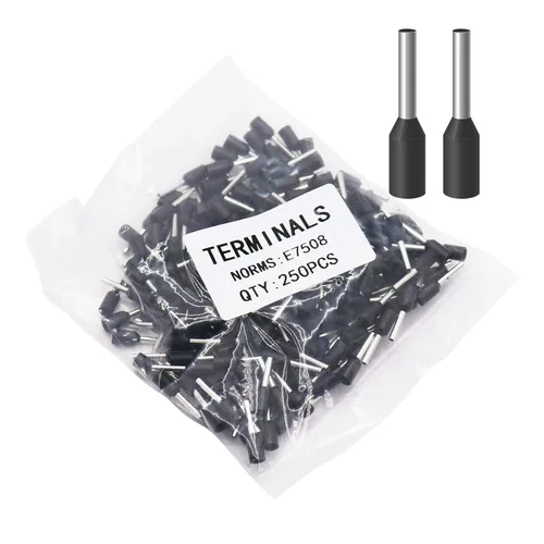 Vista 44 de Fidioto Terminales de Casquillos de Alambre 6AWG, 250 piezas de conectores de casquillos negros 6AWG para uso eléctrico, industrial, químico