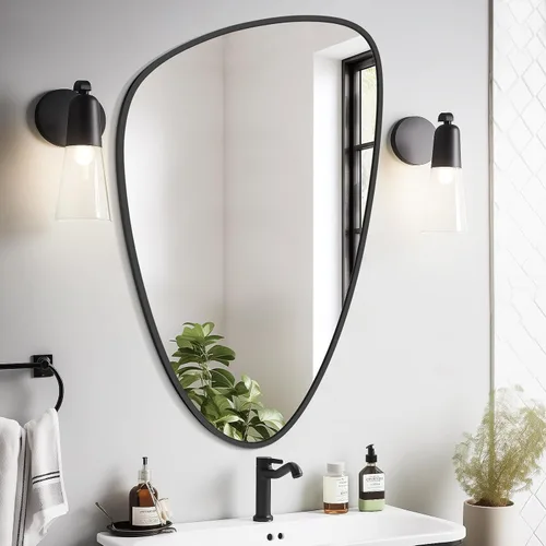 Vista 9 de WallBeyond Espejo asimétrico, espejo de pared irregular, espejos de pared decorativos para dormitorio, sala de estar, entrada, pasillo, espejo