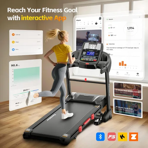 Vista 7 de Cinta de correr plegable con capacidad de 400 lbs para el hogar con inclinación del 15%, cinta de correr de 5.0 HP para hacer ejercicio, 0.6–10 MPH