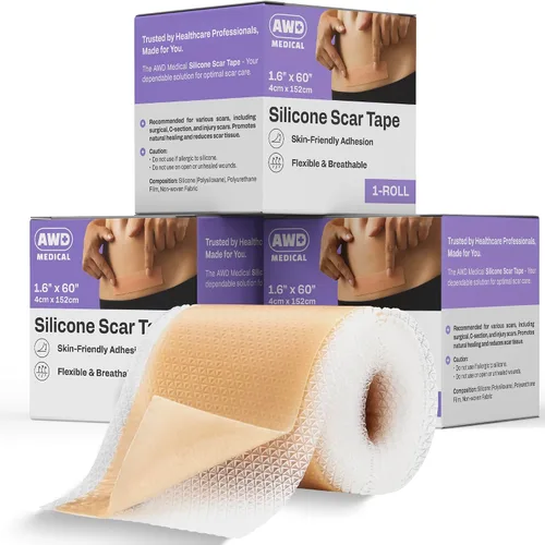 Vista 10 de AWD - Láminas de silicona para cicatrices quirúrgicas, cinta de silicona precortada de grado médico para cesárea, cinta de abdominoplastia, parches