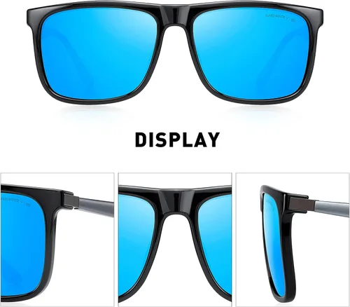Vista 3 de MERRYS Gafas de sol cuadradas polarizadas para hombre patas de aluminio 100 UV S8250