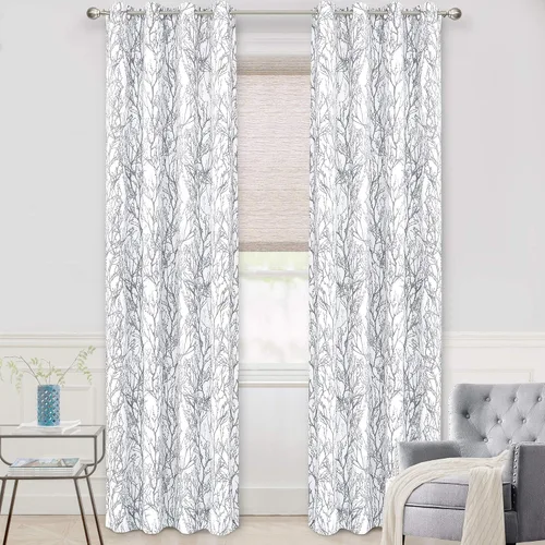 Vista 31 de DriftAway Cortinas opacas con diseño de ramas de árbol, doble capa, 84 pulgadas de largo, para dormitorio, estampado clásico, aislamiento térmico