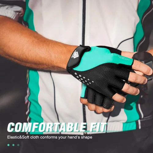 Vista 6 de Guantes de ciclismo para hombres y mujeres con almohadilla antideslizante que absorbe los golpes, peso ligero, ajuste agradable, guantes