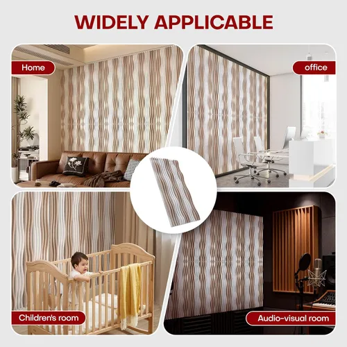 Vista 6 de Paneles Acústicos de Pared Grandes 47.2"x23.6"x1.57" Paquete de 4, Paneles de Prueba de Sonido DIY 3D con Ondas para Paredes, Paneles de Pared