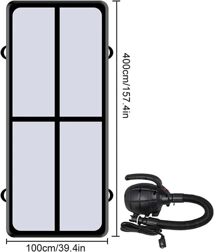 Vista 6 de Colchoneta inflable de 13 pies para gimnasia con bomba eléctrica para uso doméstico, yoga, entrenamiento, gimnasio, agua