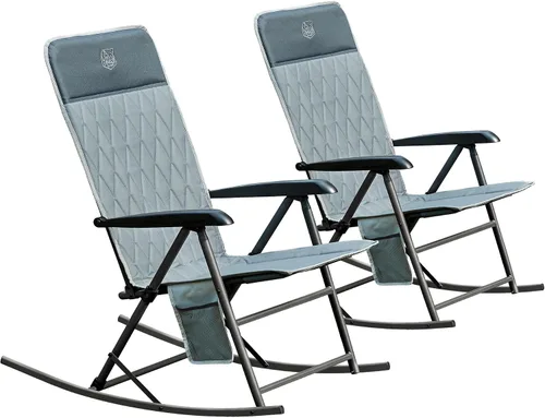 Vista 16 de Timber Ridge Silla mecedora ajustable de 3 niveles, respaldo alto acolchado ergonómico, soporta 300 libras, balancín estable antipunta, reposabrazos