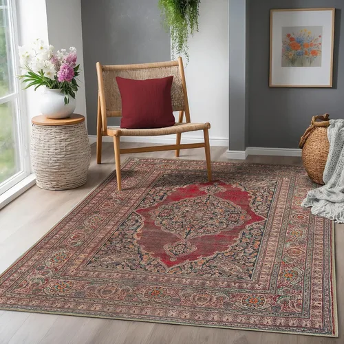 Vista 10 de Adiva Rugs Alfombra de área lavable a máquina de 6 x 6 pies con parte trasera antideslizante para sala de estar, dormitorio, baño, cocina, alfombra