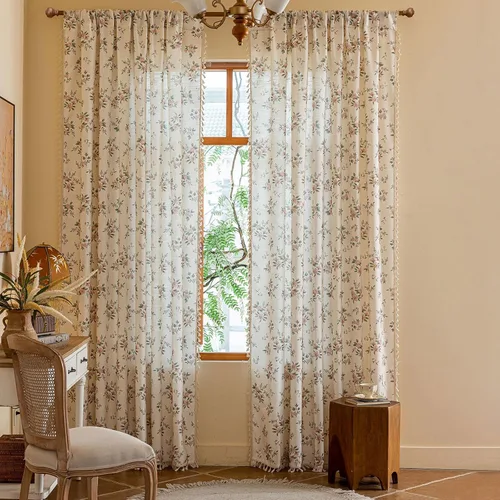 Vista 32 de ENJOYBRIDAL - Cortinas azules florales de 63 pulgadas, juego de 2 paneles, cortinas semi transparentes, cortinas cortas para sala de estar, bolsillo