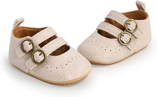 Vista 6 de QWZban Zapatos planos Mary Jane con Bownot antideslizante suela suave de piel sintética para recién nacidos, bebés, primeros caminantes
