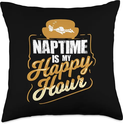 Vista 5 de Funny Napping Apparel Naptime is My Happy Hour - Almohada con cita para una siesta, 16.0 x 16.0 in, multicolor