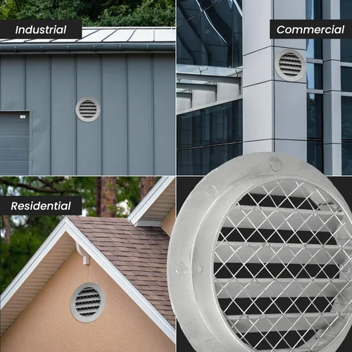 Vista 5 de Cubierta para salida de ventilación – Ventilación redonda de Soffit – Rejilla de ventilación – Cubierta de rejilla – Malla mosquitera integrada
