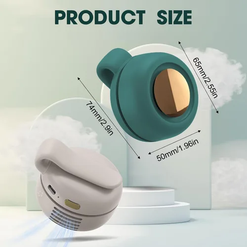 Vista 2 de Mini ventilador silencioso portátil sin aspas, ventilador de clip pequeño, ventiladores de clip de 3 velocidades para exteriores, viajes y oficina
