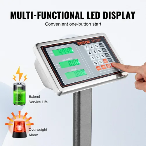Vista 4 de VEVOR Báscula de plataforma digital para computación, carga de 660 libras, báscula de piso de computación de precisión de 0.1 libras con LB/kg