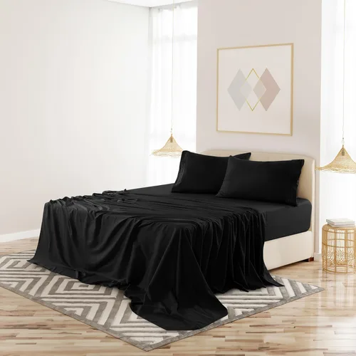 Vista 321 de LUX Décor - Juego de sábanas Twin de microfibra ultrasuave de 3 piezas con sábana encimera, sábana bajera de 16 pulgadas de profundidad y funda