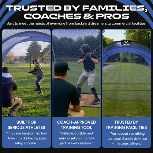 Vista 6 de Jaula de Bateo Portátil de 22 pies x 12 pies x 8 pies para Béisbol y Sóftbol – Jaula de Golpeo Fácil de Instalar con Agujero para Máquina